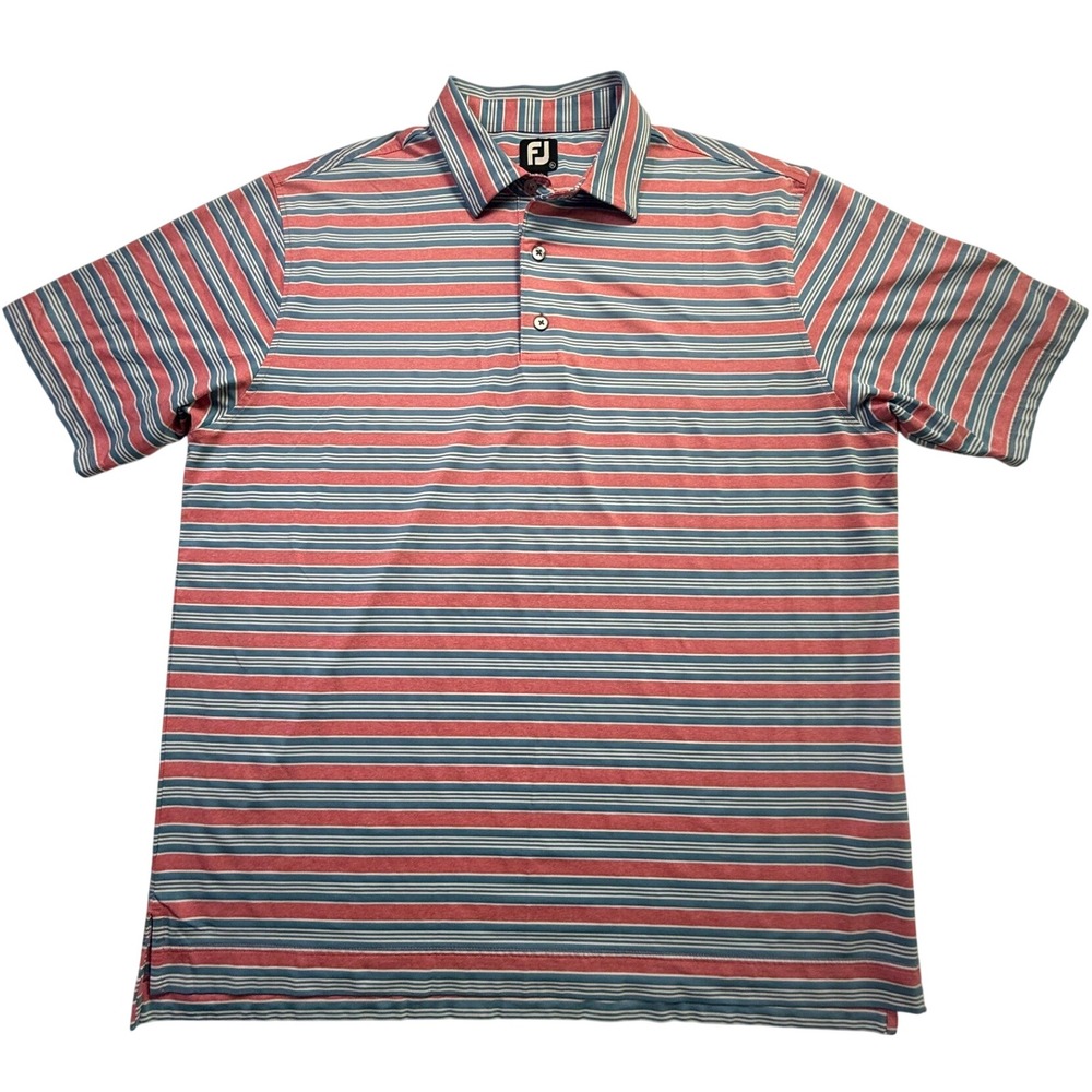 FootJoy Mens ProDry Golf Polo Shirt XL Pink/Blue Striped SBR Logo-2583